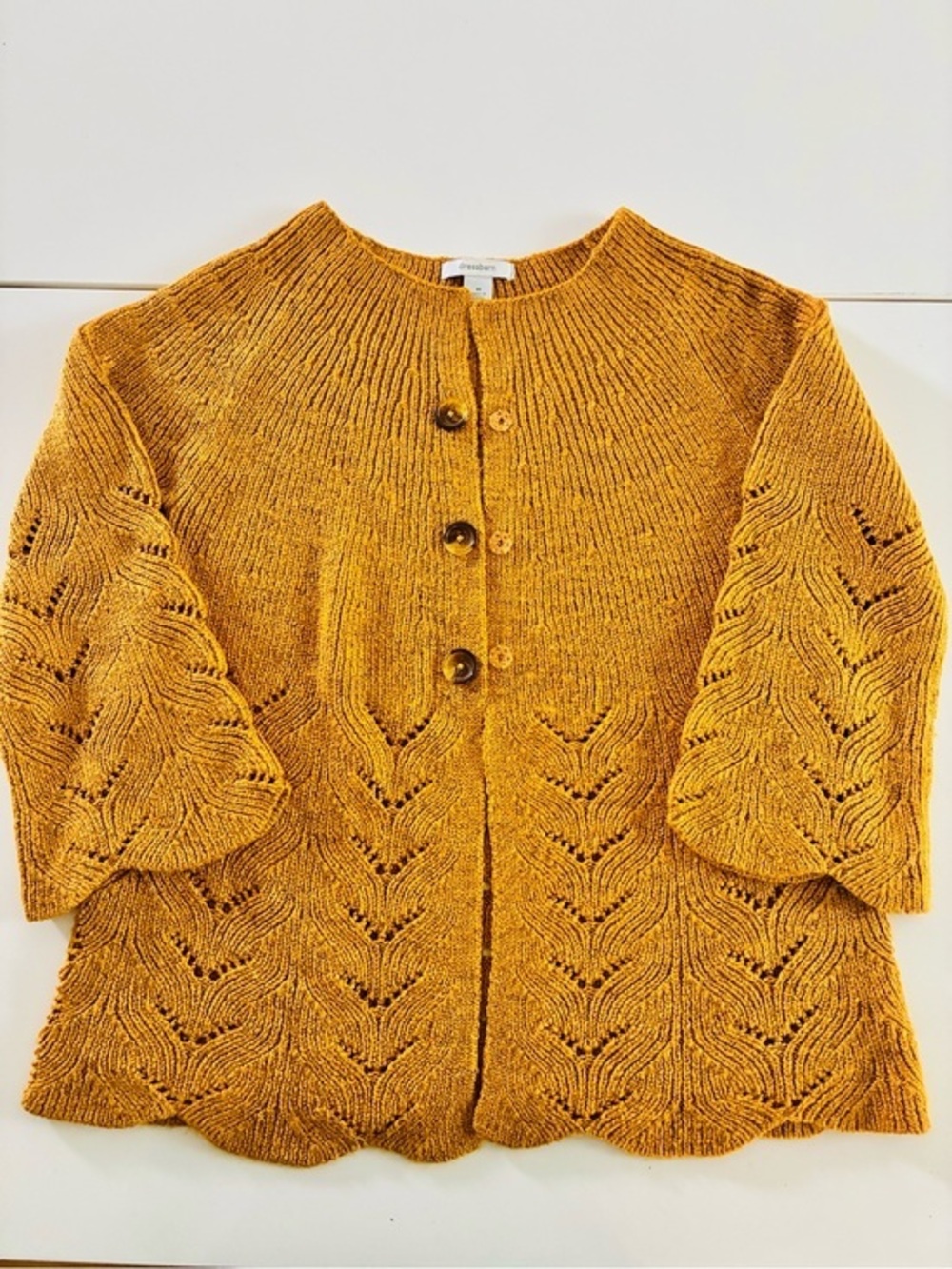 VTG Dressbarn M Acrylic Poly Nylon Blend Crochet Style Cardigan Button Up EUC
